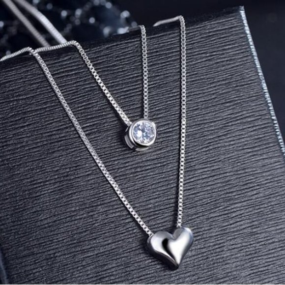 NEW 925 Sterling Silver Diamond Heart Necklace B - Picture 8 of 12